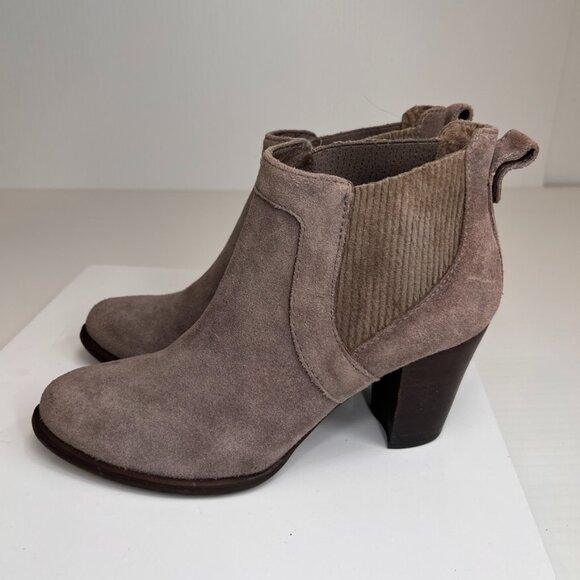 Ugg Bootie Women 10 Leather Suede Pull On Strap Heel Ankle Work Party Core Ex - Picture 4 of 15